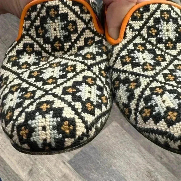 Penelope Chilvers Dandy Leather Trim Needlepoint Slipper Loafers Size 36 - Picture 11 of 15